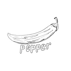 graphic pepper, made in black ink and with the inscription "pepper" on a white background