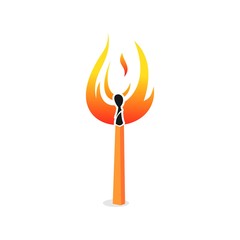 matches stick on fire vector logo design