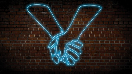 Holding hands neon sign