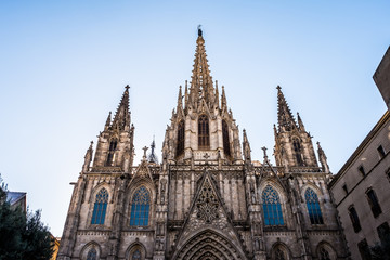Fototapeta na wymiar Cathédrale Sainte Croix ou cathédrale Sainte Eulalie, Barcelone, Espagne