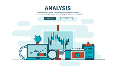 Landing page template of business analysis. Modern flat design concept of web page design for website and mobile website. Flat vector illustration