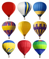 Foto op Aluminium Set of bright colorful hot air balloons on white background © New Africa