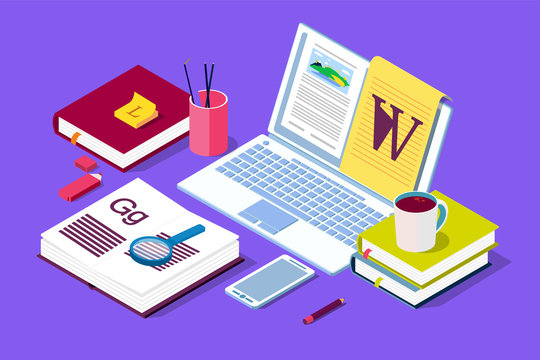 Isometric Concept for Blog, Blogging concept, post, content strategy, social media, chatting. Illustration for web page, social media, documents, cards, posters.