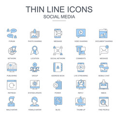 Thin line internet marketing and social network icons set for website and mobile site and apps. Contains such Icons as Forum, Chat. 