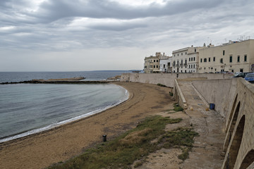 Fototapeta premium Italia Puglia Città di Gallipoli piccola spiaggia della purità