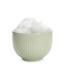 Snow ice cream in bowl on white background
