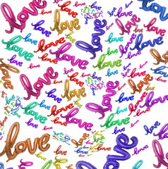 foil balloon love background isolated