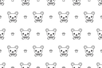 Vector cartoon character cute dog seamless pattern for design.