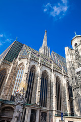 The beautiful antique Saint Stephen Cathedral built on 1160 located at  Stephansplatz in Vienna