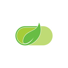 capsule leaf shape monogram natural medicine symbol logo vector