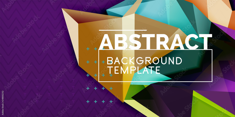 Fototapete low poly design 3d triangular shape background, mosaic abstract design template
