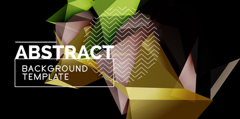 Vector triangular 3d geometric shapes background, modern poster design