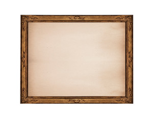 Very old picture frame isolated on white background.