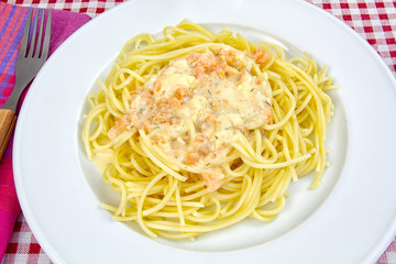 spaghetti au saumon