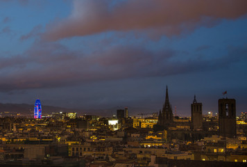 Obraz premium Barcelona skyline panorama at night