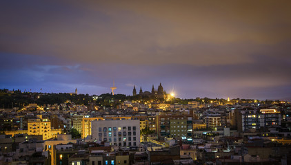 Fototapeta na wymiar Barcelona skyline panorama at night