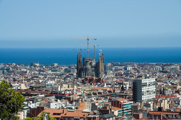 Obraz premium Widok z lotu ptaka na panoramę Barcelony