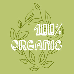 Obraz premium Vector nature emblem. Outline design. Natural symbol, floral card