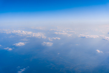 View from airplane window to see sky