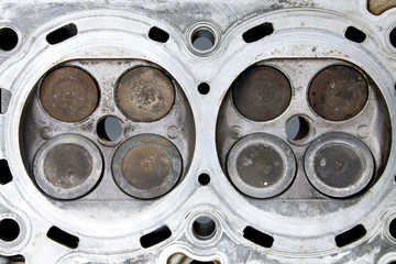 Valves on the engine valve box closeup