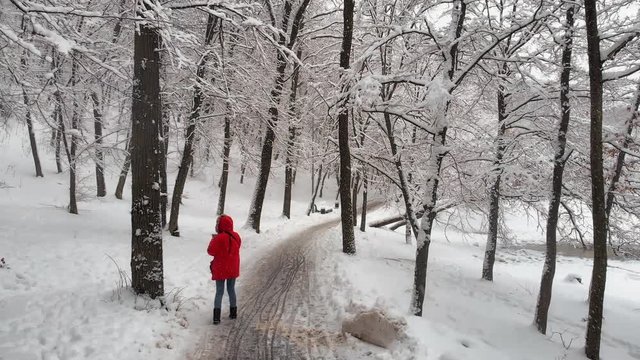 Visitor Photographs Snowscape at Holosiivskyi Park in Kiev
