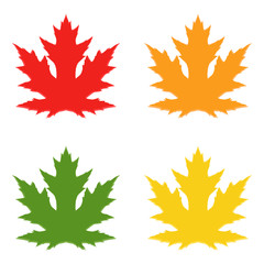 Autumn orange, red, green and yellow leaf. Vector illustration. White background. Leaf logo. EPS 10.