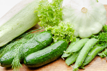 Vegetables on wooden boards