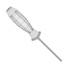 Crosshead screwdriver. Handyman tool for home repair. Maintenance themed abstract model wireframe low poly mesh vector illustration
