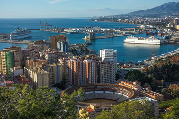 Obraz na płótnie Canvas Cityscape aerial view of Malaga, Spain.