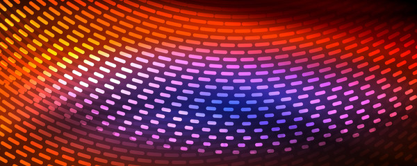 Fototapeta premium Glowing light particles in dark neon space, magic glow shiny abstract background
