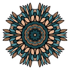 Round Pattern Flower Mandala. Circle Floral Ornament. Legend Decorative Vector Illustration