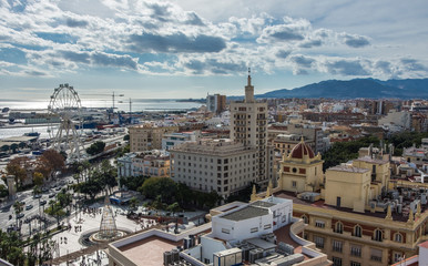 Obraz premium Panoramic aerial view of Malaga in a beautiful day, Spain