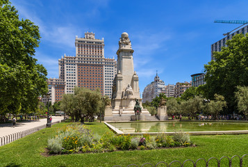 Fototapeta na wymiar Madrid, Spain. Scenic Memorial Cervantes