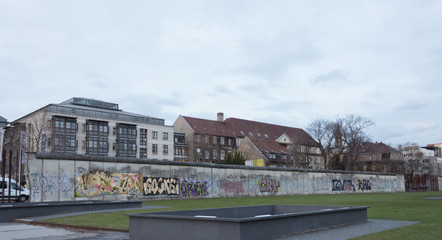 part of the berlin wall in winter