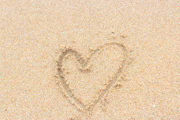 Heart drawn on sand