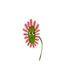 flower illustration with a funny face