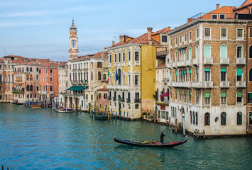 Fototapeta na wymiar Grand Canal and Basilica Santa Maria della Salute, Venice, Italy and sunny day