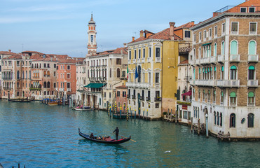 Grand Canal and Basilica Santa Maria della Salute, Venice, Italy and sunny day