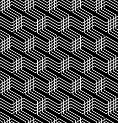 Seamless op art geometric pattern.Black and white isometric background and texture.