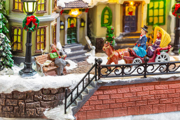 Christmas scene decoration with small toys
