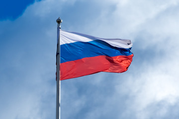 Russian flag waving in the wind