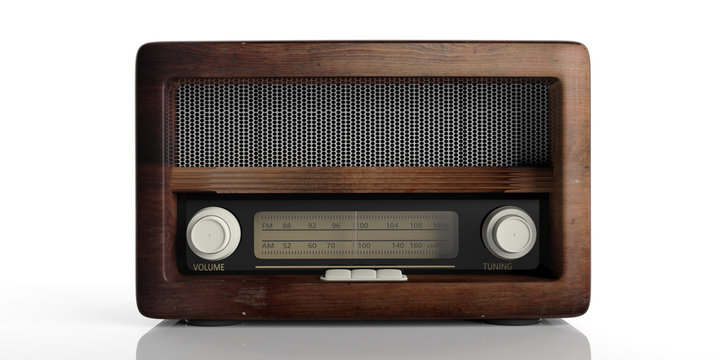 Radio old fashioned isolated on white background. 3d illustration