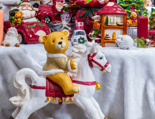 Christmas toy decoration.  Bear riding the horse