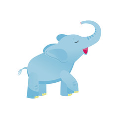 Cute Baby Elephant, Light Blue Lovely Animal Character with Open Mouth Vector Illustration