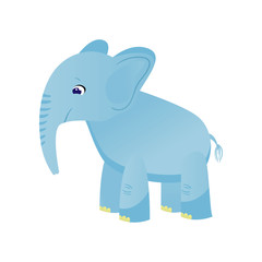 Cute Baby Elephant, Light Blue Lovely Animal Character Vector Illustration