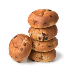 Stack of fresh baked raisin buns