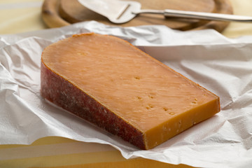 Piece of Dutch mature Gouda cheese
