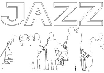 Music man whit jazz band at concert
