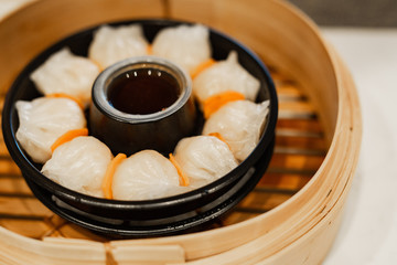 Basket of Chinese Steamed Dumplings