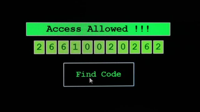 click green button FIND CODE  to generate random numbers to access in to protected system